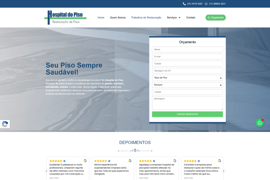 Site Hospital do Piso - página inicial