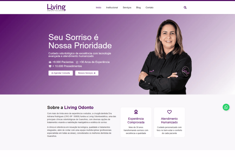 Site Living Odonto - página inicial
